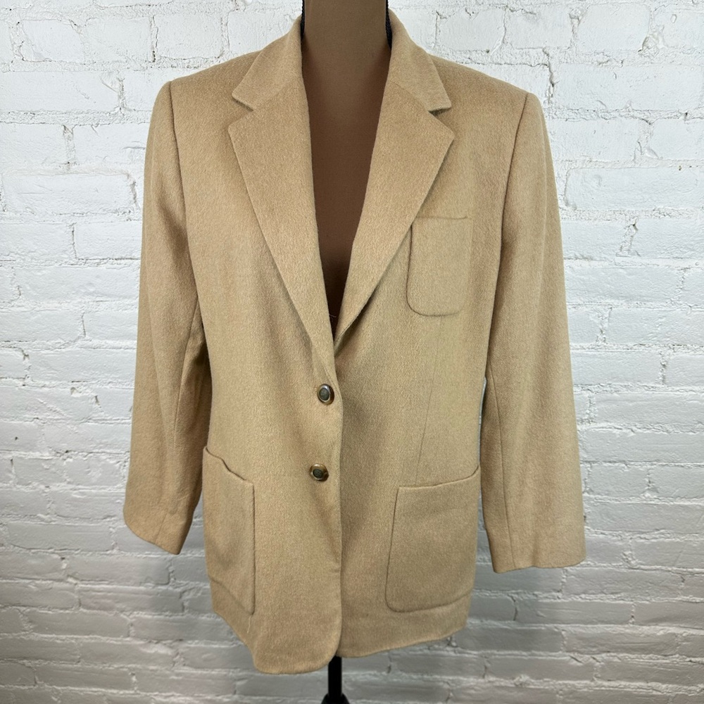 Talbots Beige Wool-Blend Notch-Lapel Blazer